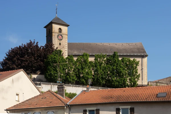 Photographie d'une rue ou d'un quartier caractéristique de Hayange montrant l'environnement urbain/résidentiel local, avec des bâtiments typiques de la région, de jour, sous un éclairage naturel professionnel. L'image doit clairement identifier le lieu comme une zone d'intervention de l'entreprise, distincte visuellement d'une carte géographique.